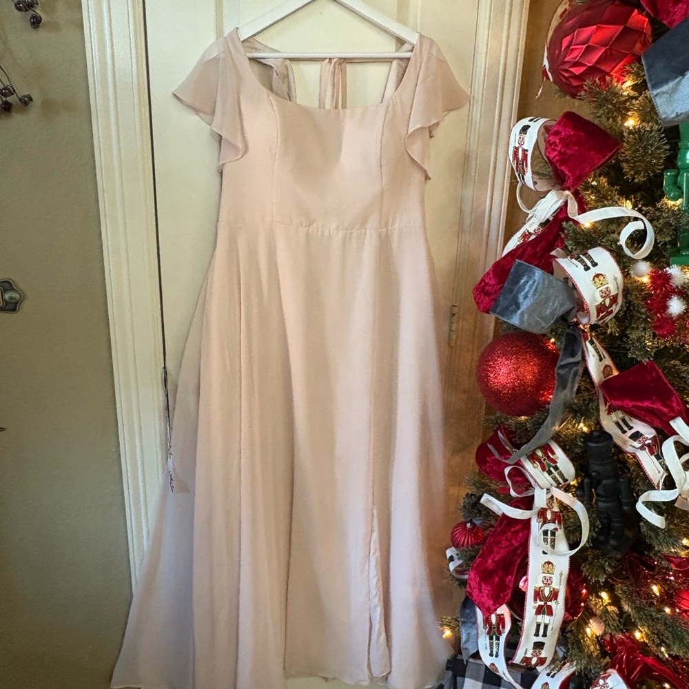 Azazie Light Pink Maxi Dress